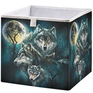 visesunny closet baskets black wolf storage bins fabric baskets for organizing shelves foldable storage cube bins for clothes, toys, baby toiletry, office supply