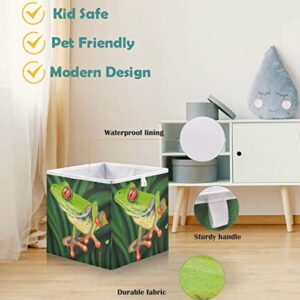 visesunny Closet Baskets TropicaL Tree Frog Animal Storage Bins Fabric Baskets for Organizing Shelves Foldable Storage Cube Bins for Clothes, Toys, Baby Toiletry, Office Supply