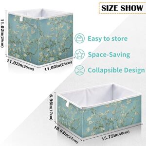 visesunny Closet Baskets Pear Flower Tree Blossom Storage Bins Fabric Baskets for Organizing Shelves Foldable Storage Cube Bins for Clothes, Toys, Baby Toiletry, Office Supply