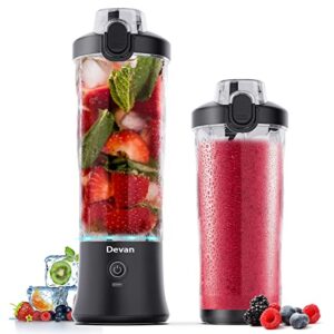 portable blender,270 watt for shakes and smoothies waterproof blender usb rechargeable with 20 oz bpa free blender cups with travel lid. (black)