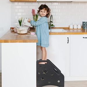 Nursery Step Stool for Kids, 2 Step Toddler Step Stool with Openwork Stars, Toddler Potty Training Step Stool, Kitchen Step Stool with Non-Slip Step Treads and 4 Cutout Handles, Toddler Step Stool