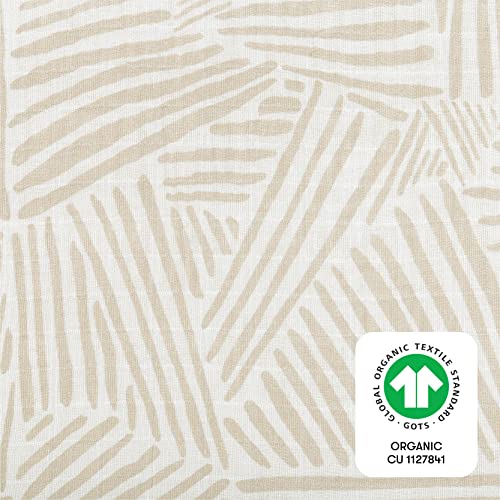 Babyletto 100% Organic Cotton Crib Sheet, GOTS-Certified, Fitted 360°, Ultra-Soft and Breathable Muslin - Oat Stripe