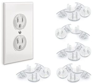 baby proof me 24 pack outlet covers baby proofing, provide shock prevention and easy installation, safe and secure plastic plug covers for power sockets