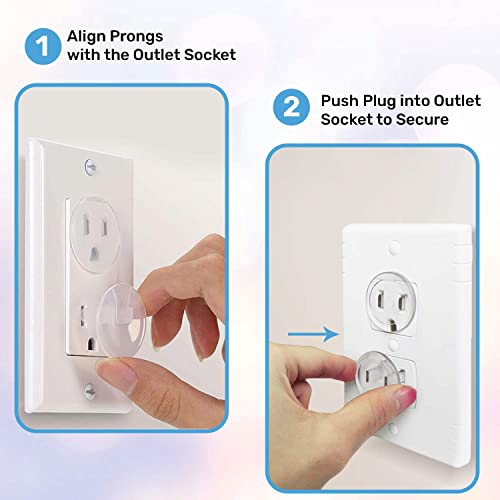 BABY PROOF ME 24 Pack Outlet Covers Baby Proofing, Provide Shock Prevention and Easy Installation, Safe and Secure Plastic Plug Covers for Power Sockets