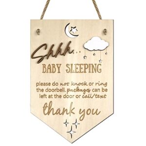 baby sleeping door sign 3d shhh hanging sign plaque decor do not knock or ring privacy sign (style 1)