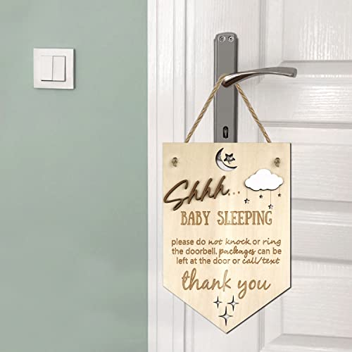 Baby Sleeping Door Sign 3D Shhh Hanging Sign Plaque Decor Do Not Knock Or Ring Privacy Sign (Style 1)