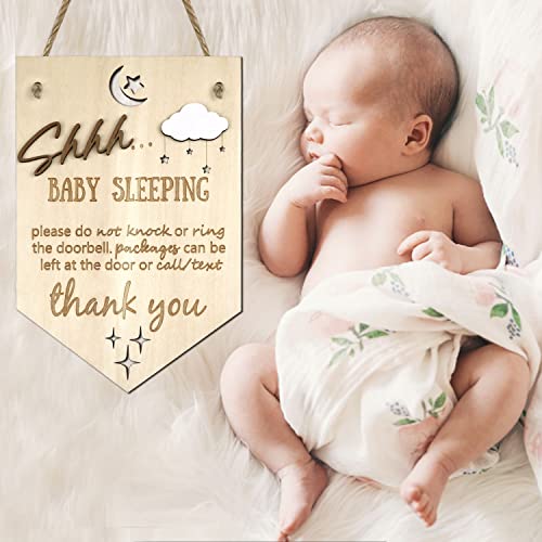 Baby Sleeping Door Sign 3D Shhh Hanging Sign Plaque Decor Do Not Knock Or Ring Privacy Sign (Style 1)