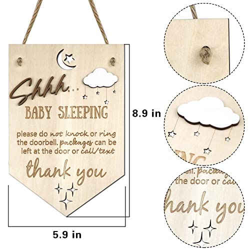 Baby Sleeping Door Sign 3D Shhh Hanging Sign Plaque Decor Do Not Knock Or Ring Privacy Sign (Style 1)