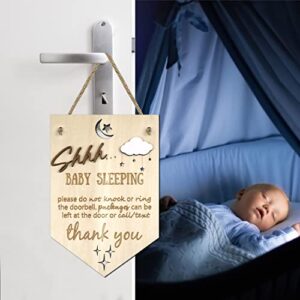 Baby Sleeping Door Sign 3D Shhh Hanging Sign Plaque Decor Do Not Knock Or Ring Privacy Sign (Style 1)