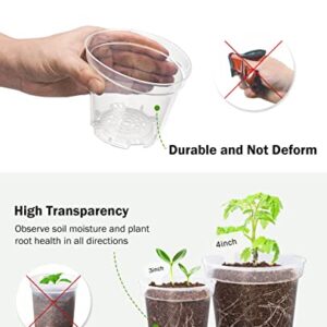 homenote Clear Nursery Pots, 60 Packs 3 Inches Seedling Pots with Drainage Holes, High Transparency Plant Pots Durable Seed Starter Pots Reusable for Plants Vegetables with Bonus 20 Plant Labels
