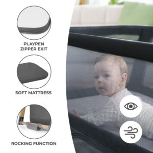 Kinderkraft Sofi Portable Travel Crib for Baby, Convertible Sleeping Cot 4 in 1 with Easy to Pack Playpen, Comfortable Bassinet Mattress and an Additional Cradle Function