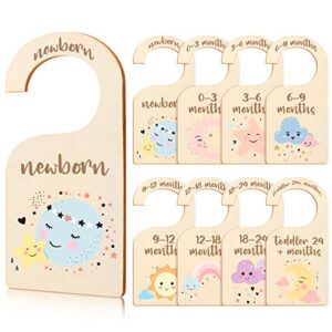 baby closet dividers, 8 pcs double-sided wooden baby clothes organizer from newborn to 24 month, baby clothes dividers for baby room, nursery, daycare wardrobe