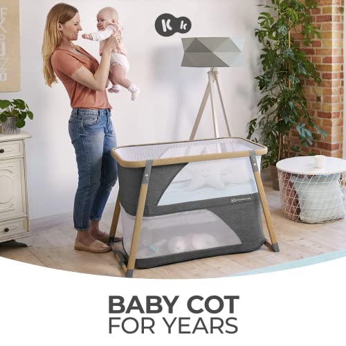 Kinderkraft Sofi Portable Travel Crib for Baby, Convertible Sleeping Cot 4 in 1 with Easy to Pack Playpen, Comfortable Bassinet Mattress and an Additional Cradle Function