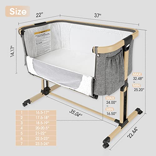 Li'l Pengyu Baby Crib Incline Portable Bassinet Bedside Sleeper Co Sleeper with Mattress Pad and Carry Bag