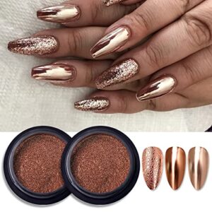 2 boxes apple gold chrome nail powder metallic mirror effect holographic aurora chameleon pigment nail art glitter for nail art gel polish mermaid unicorn dipping powder decoration design