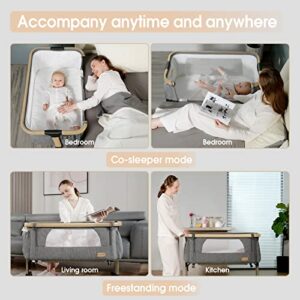 Li'l Pengyu Baby Crib Incline Portable Bassinet Bedside Sleeper Co Sleeper with Mattress Pad and Carry Bag
