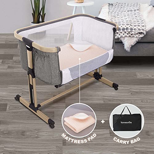 Li'l Pengyu Baby Crib Incline Portable Bassinet Bedside Sleeper Co Sleeper with Mattress Pad and Carry Bag