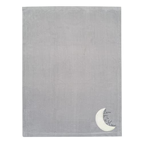 Lambs & Ivy Goodnight Moon Gray Appliqued and Embroidered Fleece Baby Blanket