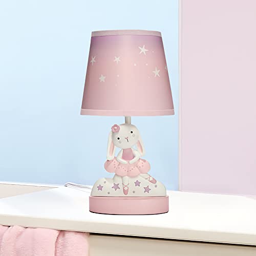 Bedtime Originals Tiny Dancer Bunny & Stars Pink Nursery Lamp with Shade & Bulb