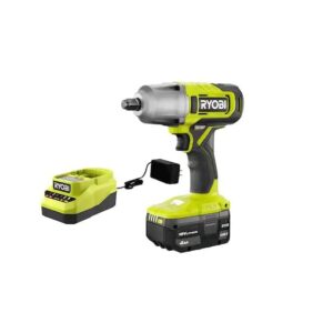 RYOBI ONE+ 18V Cordless 1/2 in. Impact Wrench Kit with 4.0 Ah Battery and Charger, (PCL265K1)