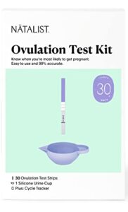 natalist ovulation tests home fertility predictor kit for women with urine cup, clear & accurate rapid result tracker helps get timing right while planning for baby - 30 count