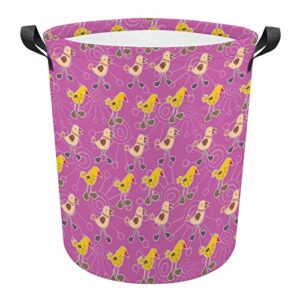 chicks pattern foldable laundry basket waterproof hamper storage bin bag with handle 16.5"x 16.5"x 17"