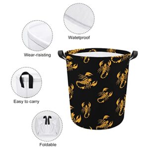 Emperor Scorpion Foldable Laundry Basket Waterproof Hamper Storage Bin Bag with Handle 16.5"x 16.5"x 17"