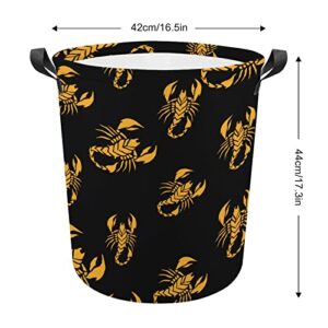 Emperor Scorpion Foldable Laundry Basket Waterproof Hamper Storage Bin Bag with Handle 16.5"x 16.5"x 17"