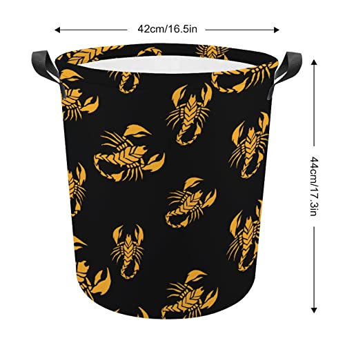 Emperor Scorpion Foldable Laundry Basket Waterproof Hamper Storage Bin Bag with Handle 16.5"x 16.5"x 17"