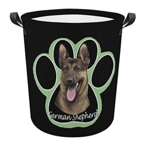 german shepherd dog paw foldable laundry basket waterproof hamper storage bin bag with handle 16.5"x 16.5"x 17"
