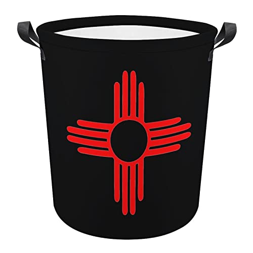 New Mexico Sun Zia Foldable Laundry Basket Waterproof Hamper Storage Bin Bag with Handle 16.5"x 16.5"x 17"