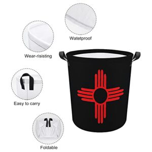 New Mexico Sun Zia Foldable Laundry Basket Waterproof Hamper Storage Bin Bag with Handle 16.5"x 16.5"x 17"