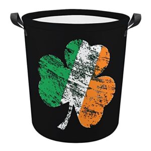 irish shamrock foldable laundry basket waterproof hamper storage bin bag with handle 16.5"x 16.5"x 17"