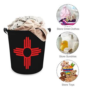 New Mexico Sun Zia Foldable Laundry Basket Waterproof Hamper Storage Bin Bag with Handle 16.5"x 16.5"x 17"