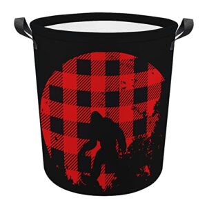 bigfoot buffalo plaid full moon foldable laundry basket waterproof hamper storage bin bag with handle 16.5"x 16.5"x 17"
