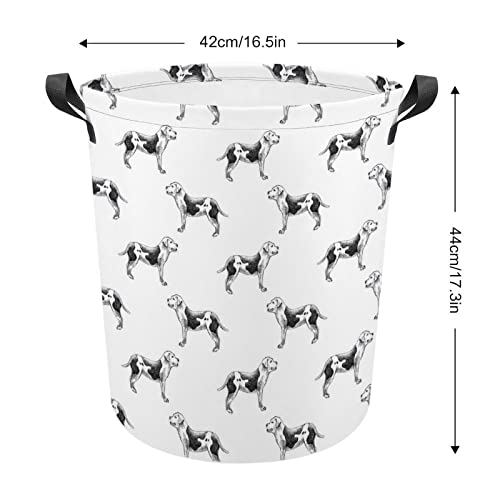 American Bulldogs Foldable Laundry Basket Waterproof Hamper Storage Bin Bag with Handle 16.5"x 16.5"x 17"