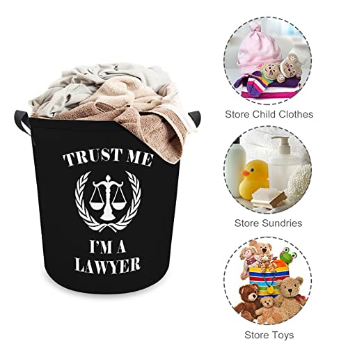 Trust Me I'm A Lawyer Foldable Laundry Basket Waterproof Hamper Storage Bin Bag with Handle 16.5"x 16.5"x 17"