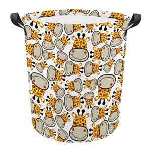 cartoon giraffes head foldable laundry basket waterproof hamper storage bin bag with handle 16.5"x 16.5"x 17"