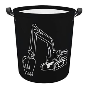 excavator operator foldable laundry basket waterproof hamper storage bin bag with handle 16.5"x 16.5"x 17"