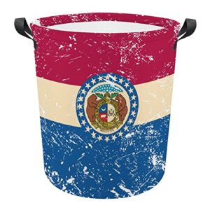 missouri state flag foldable laundry basket waterproof hamper storage bin bag with handle 16.5"x 16.5"x 17"
