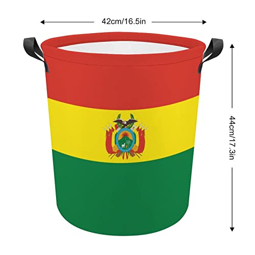 Bolivia Flag Foldable Laundry Basket Waterproof Hamper Storage Bin Bag with Handle 16.5"x 16.5"x 17"
