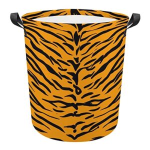 tiger skin pattern foldable laundry basket waterproof hamper storage bin bag with handle 16.5"x 16.5"x 17"