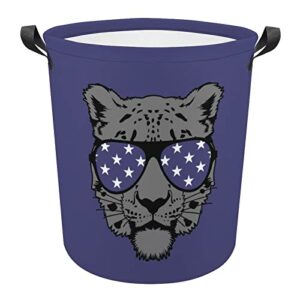 cool black leopard foldable laundry basket waterproof hamper storage bin bag with handle 16.5"x 16.5"x 17"