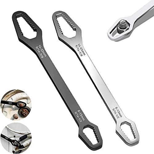 8-22mm Universal Wrench Set,Adjustable Double-ended Self-tightening Torx Wrench Tools,Multi-function Torque Wrench,Multi-purpose Plum Wrenches For Cycling Outdoor Or Home Car Maintenance (2 PCS)