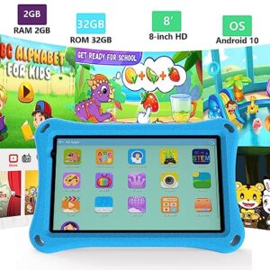 Kids Tablet, 8 inch Tablet for Kids Android Toddler Tablet 2GB 32GB ROM Wifi Tablet, Pre installed & Parent Control Learning Education Tablet with Protective Case, 2+5MP Dual Camera, IPS Touch Screen