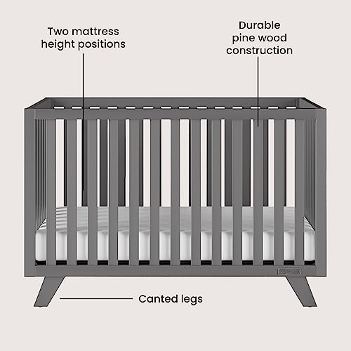 Child Craft SOHO 3 Piece Nursery Furniture Set, 4-in-1 Convertible Crib, 4 Drawer Chest and 3 Drawer Changing Table Dresser (Cool Gray)