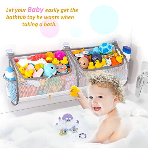 Ligereza 2-in-1 Bath Toy Storage Double Capacity Bath Toy Holder Helps Bath Toy Storage for tub Classification, Bath Toy Organizer for tub for Kids to Easily take Favorite Toys