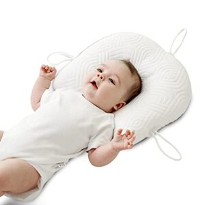 Reidio Newborn Pillow Adjustable Baby Head Pillow Soft and Breathable Baby Pillows for Sleeping Ergonomic Design Washable (3#White)