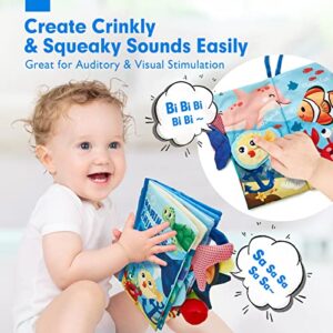 Baby Books 0-6 Months,Infant Tummy Time Toys High Contrast Sensory Baby Toys 6 to 12 Months Touch Feel Book Gift Christmas Stocking Stuffers for Boys Girls 0-3 Months Book Early Learning Stroller Toy