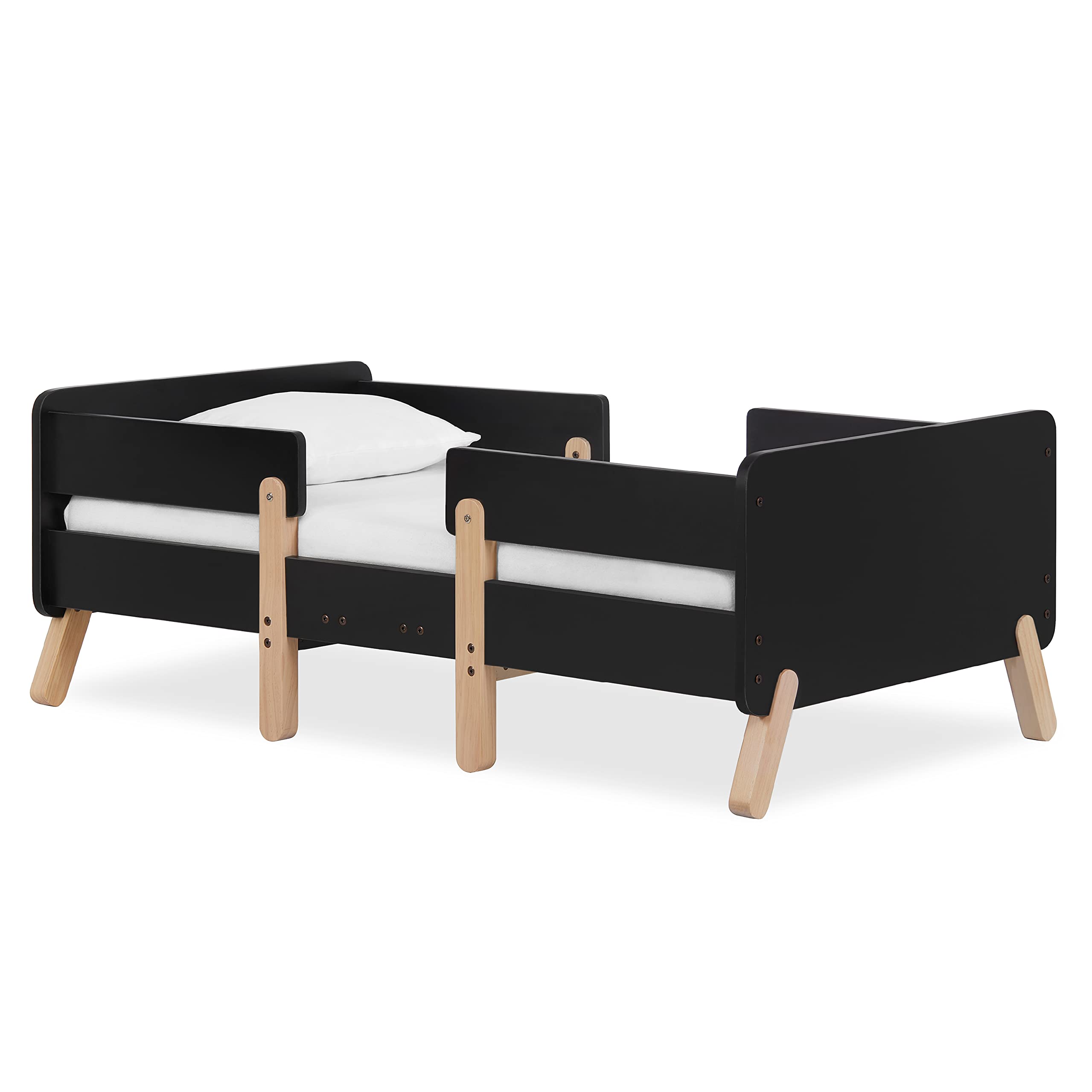 Dream On Me JPMA & Greenguard Gold Certified Osko Convertible Toddler Bed Made with Sustainable New Zealand Pinewood in Black, Non-Toxic Finish